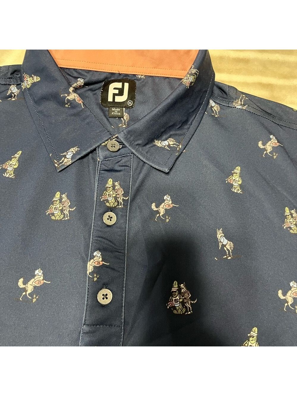 Footjoy XL Men's Navy Patterned Polo Shirt - Picture 2 of 5